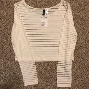 🦋2 FOR 10🦋sheer long-sleeve stripped crop top